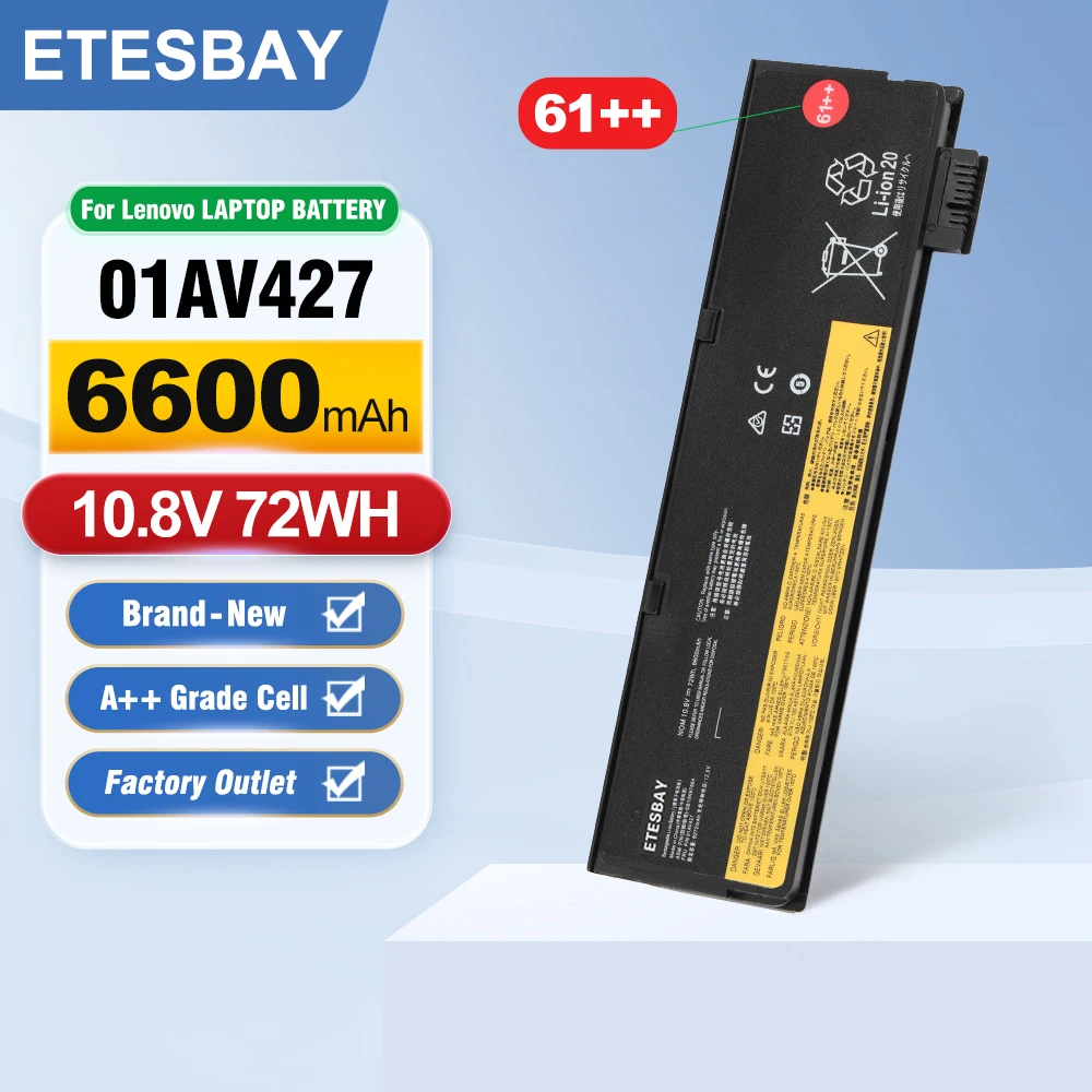 ETESBAY 72WH/24WH Laptop Battery For Lenovo ThinkPad T470 T480 T570 T580 P51S 01AV427 01AV423 01AV452 01AV490 SB10K97584 6600mAh
ETESBAY 72WH/24WH Laptop Battery For Lenovo ThinkPad T470 T480 T570 T580 P51S 01AV427 01AV423 01AV452 01AV490 SB10K97584 6600mAh
