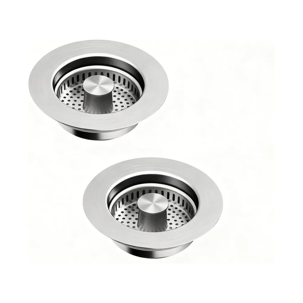 GOOGO 3-in-1 Kitchen Sink Drain Filter, 304 Stainless Steel Strainer for 8.9cm Standard Sink Drains, Silver 1 Pack
GOOGO 3-in-1 Kitchen Sink Drain Filter, 304 Stainless Steel Strainer for 8.9cm Standard Sink Drains, Silver 1 Pack