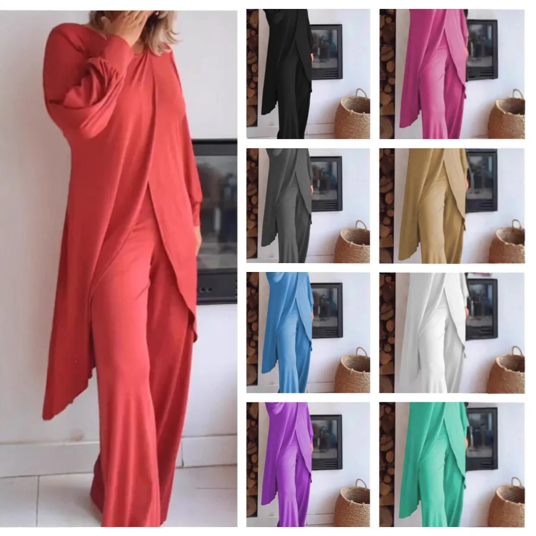 Women's Long Sleeve Set 2025 European and American New Wide Leg Pants Set Irregular Fashion Casual Cross Large Two Piece
Women's Long Sleeve Set 2025 European and American New Wide Leg Pants Set Irregular Fashion Casual Cross Large Two Piece