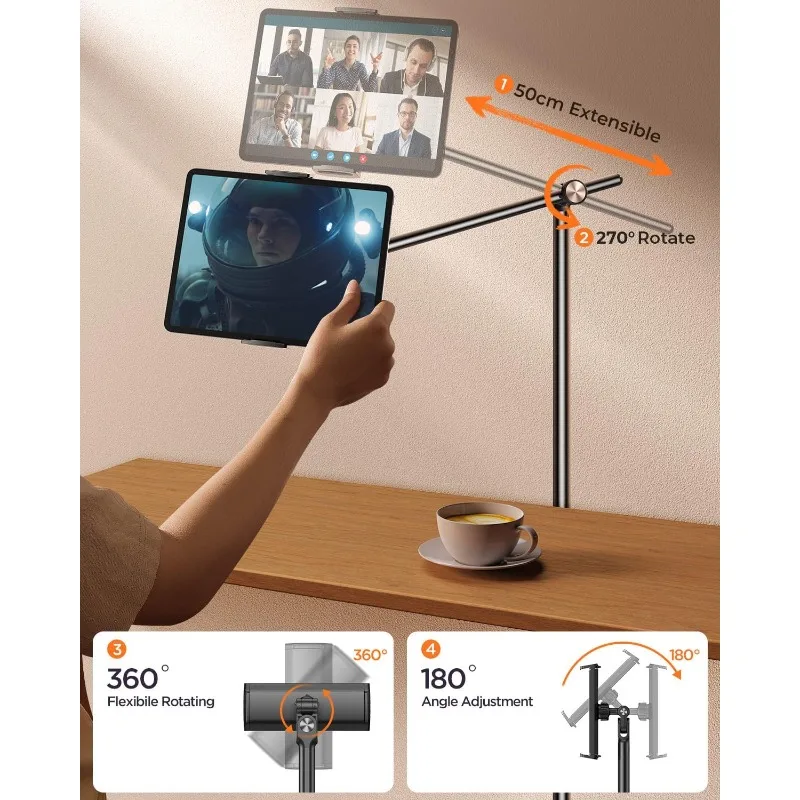 Height-Adjustable & 360° Rotation Tablet Floor Stand Stable Base, Aluminum Alloy iPad Stand Floor Holder
Height-Adjustable & 360° Rotation Tablet Floor Stand Stable Base, Aluminum Alloy iPad Stand Floor Holder