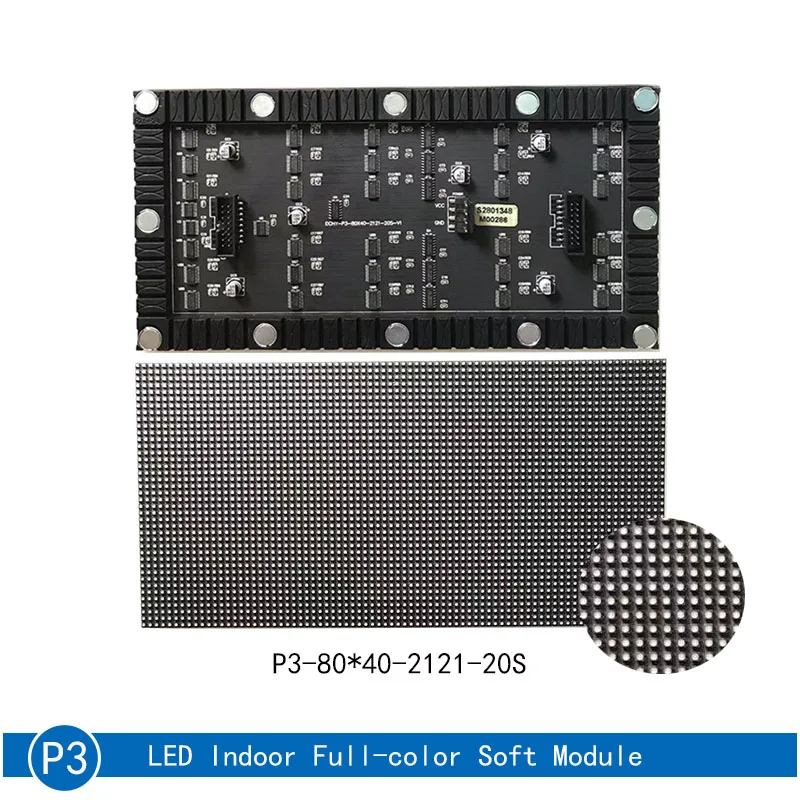 P3 комнатный RGB Полноцветный мягкий модуль 240*120 мм 80*40 пикселей 1/20Scan светодиодный ная панель мягкий модуль изогнутый экран
P3 комнатный RGB Полноцветный мягкий модуль 240*120 мм 80*40 пикселей 1/20Scan светодиодный ная панель мягкий модуль изогнутый экран
