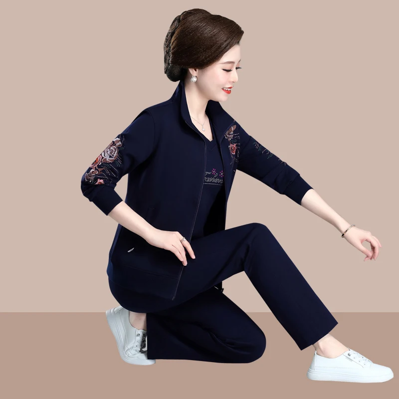 Spring Faion Outerwear Set for Middle-Aged Women Loose Fit Cotton Polyester Blend Long Pants Zipper Closure Floral Pattern
Spring Faion Outerwear Set for Middle-Aged Women Loose Fit Cotton Polyester Blend Long Pants Zipper Closure Floral Pattern