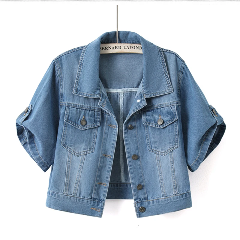 Blue Thin Slim Denim Jacket Summer Women Short Cowboy Outerwear Single Breasted Turndown Collar Long Sleeve Jeans Jacket Coat
Blue Thin Slim Denim Jacket Summer Women Short Cowboy Outerwear Single Breasted Turndown Collar Long Sleeve Jeans Jacket Coat