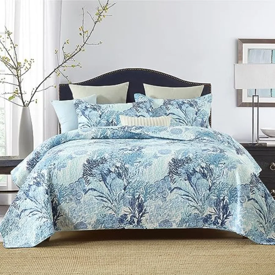 Cotton Coastal Bedspread Quilt Sets Reversible Bedding Coverlet Sets Comforters, Fairytale Seaweed Blue Bedspread,,Queen Size
Cotton Coastal Bedspread Quilt Sets Reversible Bedding Coverlet Sets Comforters, Fairytale Seaweed Blue Bedspread,,Queen Size