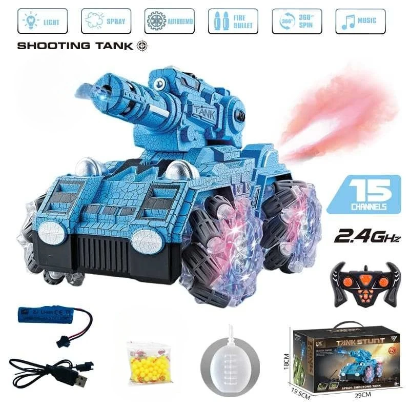 15ch rc car shoot bolt spray fog 4WD stunt rc tank shoot bullet off-road with led light music 360° spin electronic vehicle toy
15ch rc car shoot bolt spray fog 4WD stunt rc tank shoot bullet off-road with led light music 360° spin electronic vehicle toy