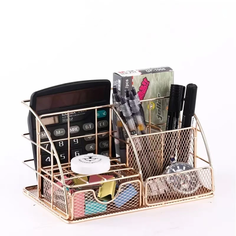 Fashion Iron Mesh Desk Organizer Pencil Pen Holder Caddy with Drawer for Desk Accessories Home Office School Supplies Rose Gold
Fashion Iron Mesh Desk Organizer Pencil Pen Holder Caddy with Drawer for Desk Accessories Home Office School Supplies Rose Gold