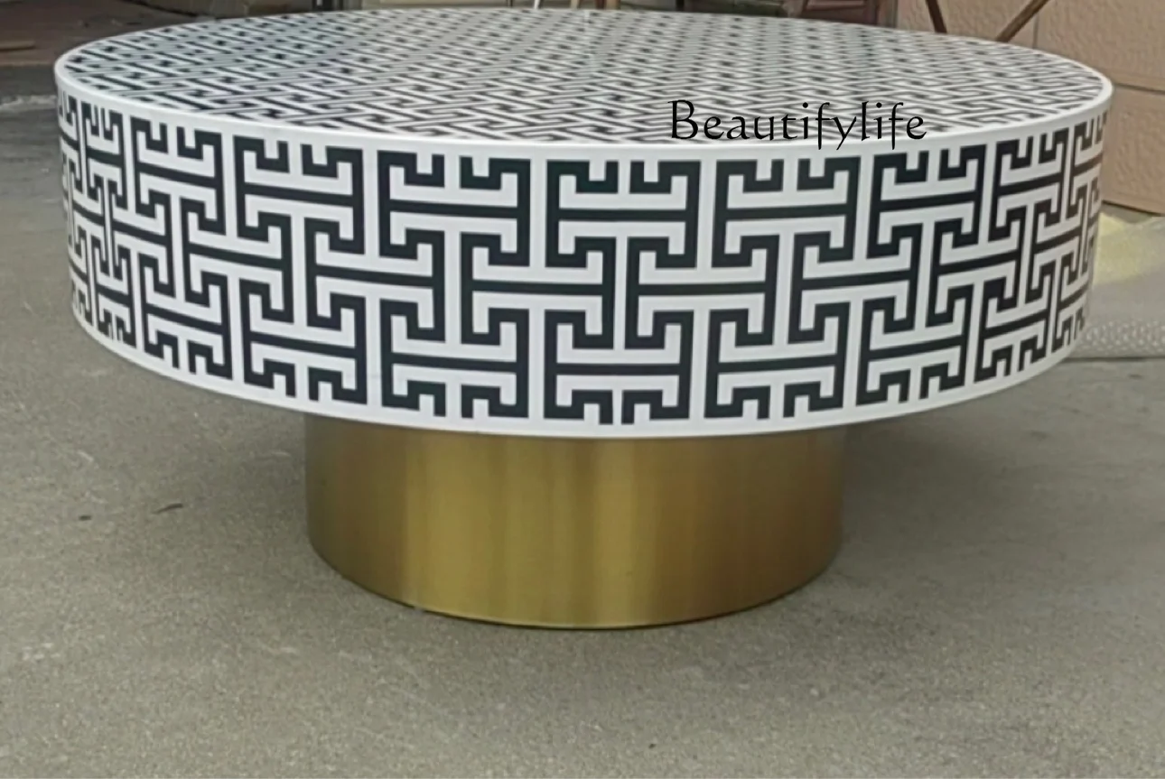 Hand painted coffee table antique old solid wood coffee table Thai brass round
Hand painted coffee table antique old solid wood coffee table Thai brass round