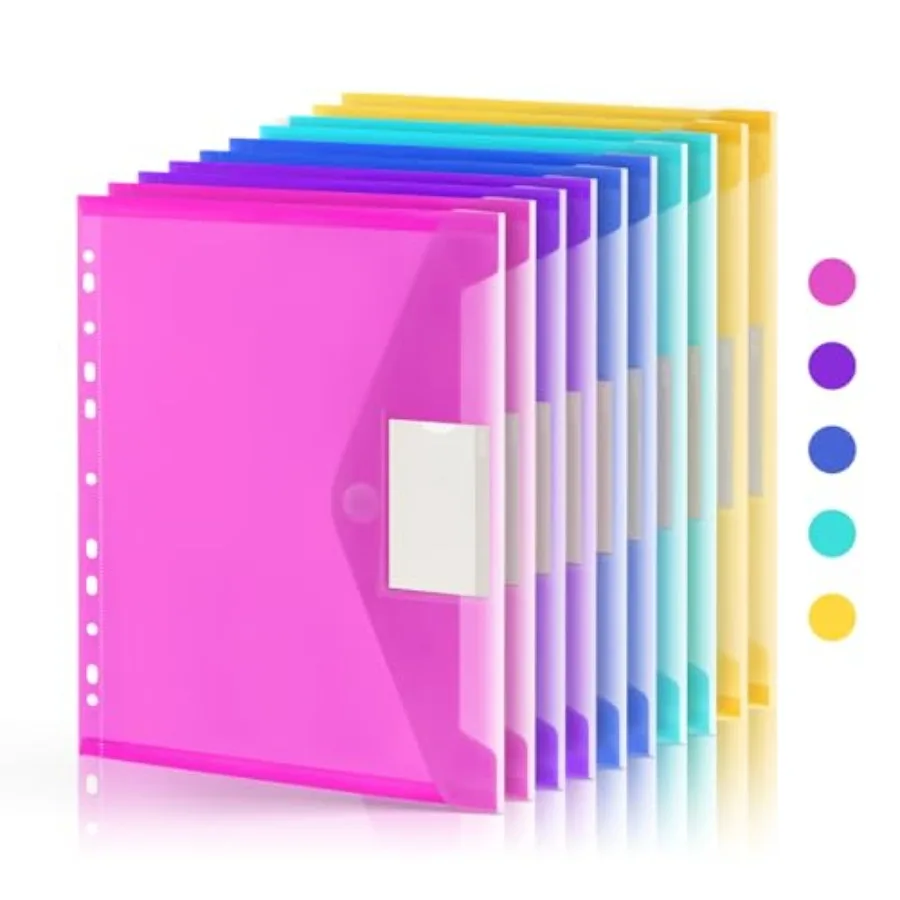10 Pack File Folders, 11 Ring Binder Folders with Pockets, Plastic Envelopes, Clear Folder for Documents with Label, 3 Ring Bin
10 Pack File Folders, 11 Ring Binder Folders with Pockets, Plastic Envelopes, Clear Folder for Documents with Label, 3 Ring Bin