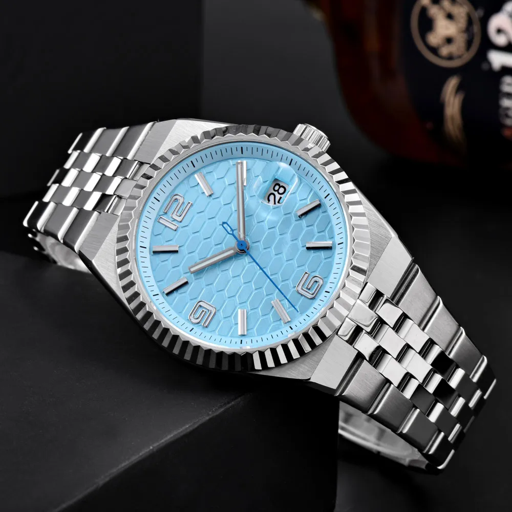 new 40mm men's NH35 Automatic Mechanical Wristwatches Luxury watch Date Stainless Steel Sapphire Luminous 10Bar Silver Watch5
new 40mm men's NH35 Automatic Mechanical Wristwatches Luxury watch Date Stainless Steel Sapphire Luminous 10Bar Silver Watch5