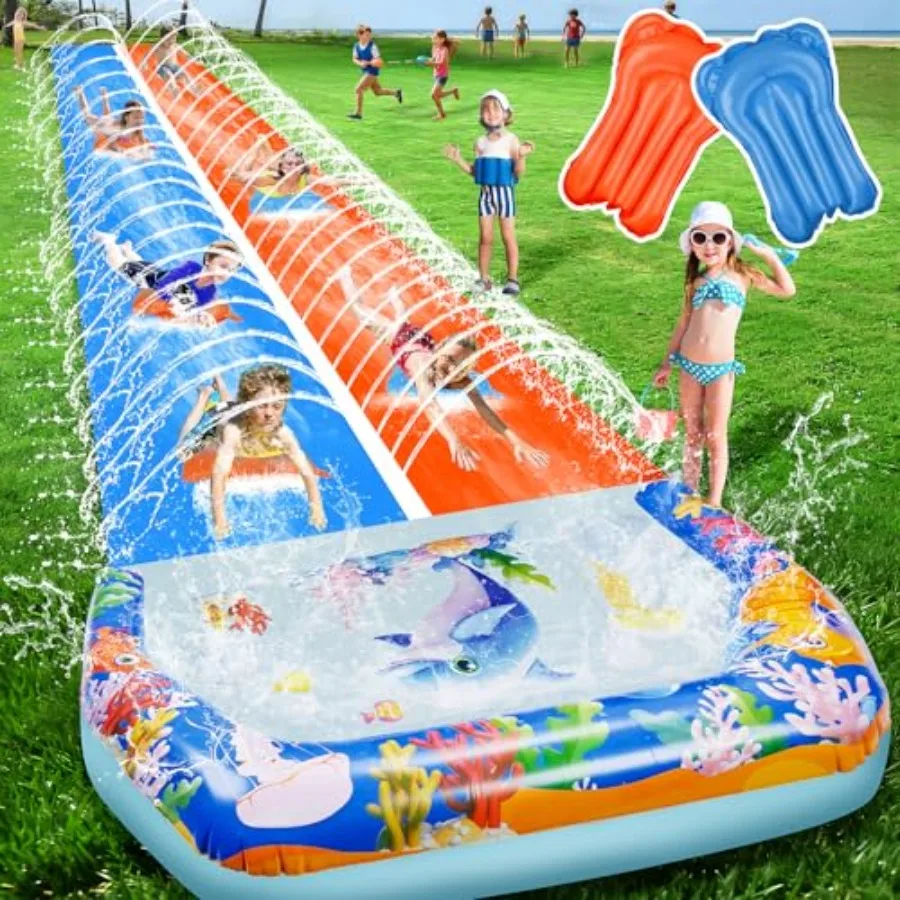 40FT Double Slip and Water Slides for Adults Backyard, Extra Long Lawn Water Slides with 2 Bodyboards, Heavy Duty, Giant Inflat
40FT Double Slip and Water Slides for Adults Backyard, Extra Long Lawn Water Slides with 2 Bodyboards, Heavy Duty, Giant Inflat