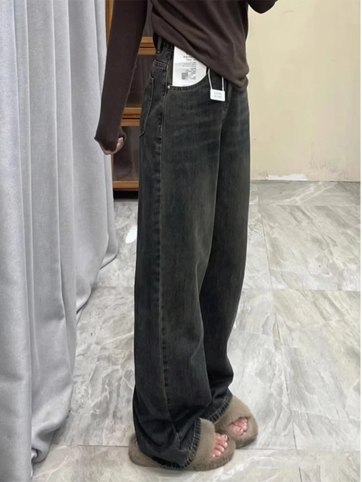 High Waist Wide Leg Cement Grey Slim Straight Jeans Women plus Size Spring New Long Trousers Casual Classic Color
High Waist Wide Leg Cement Grey Slim Straight Jeans Women plus Size Spring New Long Trousers Casual Classic Color