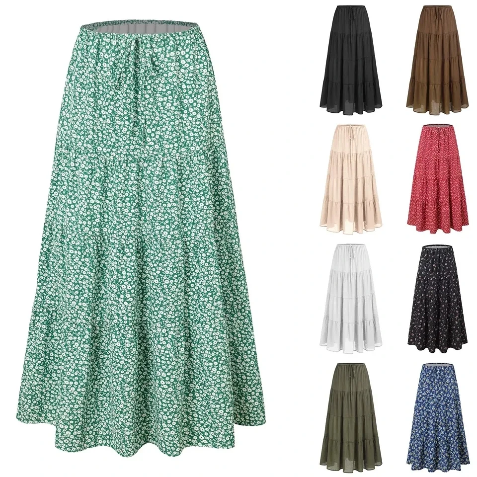 Women's Boho Floral Print Skirt Vintage High Waist Skirts Summer Casual Beach Skirt Elegant Ladies Flowy Skirts Faldas Mujer
Women's Boho Floral Print Skirt Vintage High Waist Skirts Summer Casual Beach Skirt Elegant Ladies Flowy Skirts Faldas Mujer