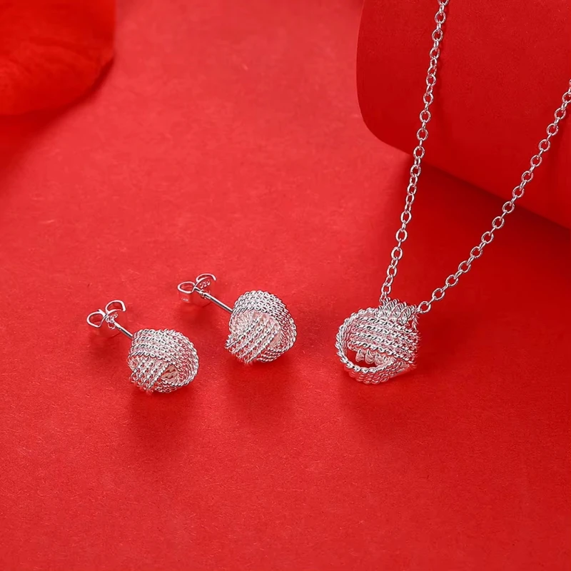 Hot Trend 925 Sterling Silver Pretty Ball Necklace Stud Earrings for Woman Jewelry Sets Fashion Party Wedding Accessories Gifts
Hot Trend 925 Sterling Silver Pretty Ball Necklace Stud Earrings for Woman Jewelry Sets Fashion Party Wedding Accessories Gifts