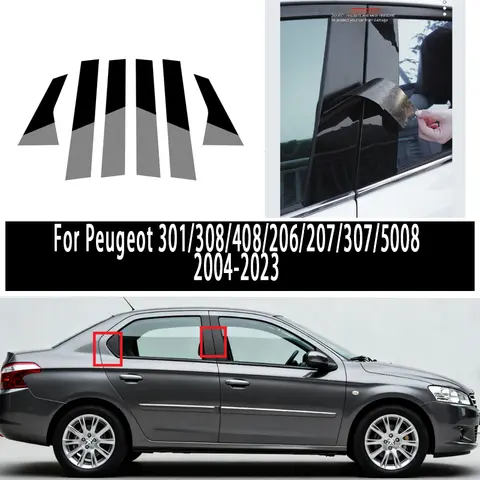 For Peugeot 301/308/408/206/207/307/5008 2004-2023 Covers Center Film Column B C Pillar Posts Sticker Car Accessories
