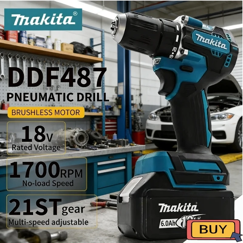 Аккумуляторная ударная дрель Makita DDP487 с бесщеточным двигателем, высокомощный электрический шуруповерт, 18В, с батареей.
Аккумуляторная ударная дрель Makita DDP487 с бесщеточным двигателем, высокомощный электрический шуруповерт, 18В, с батареей.