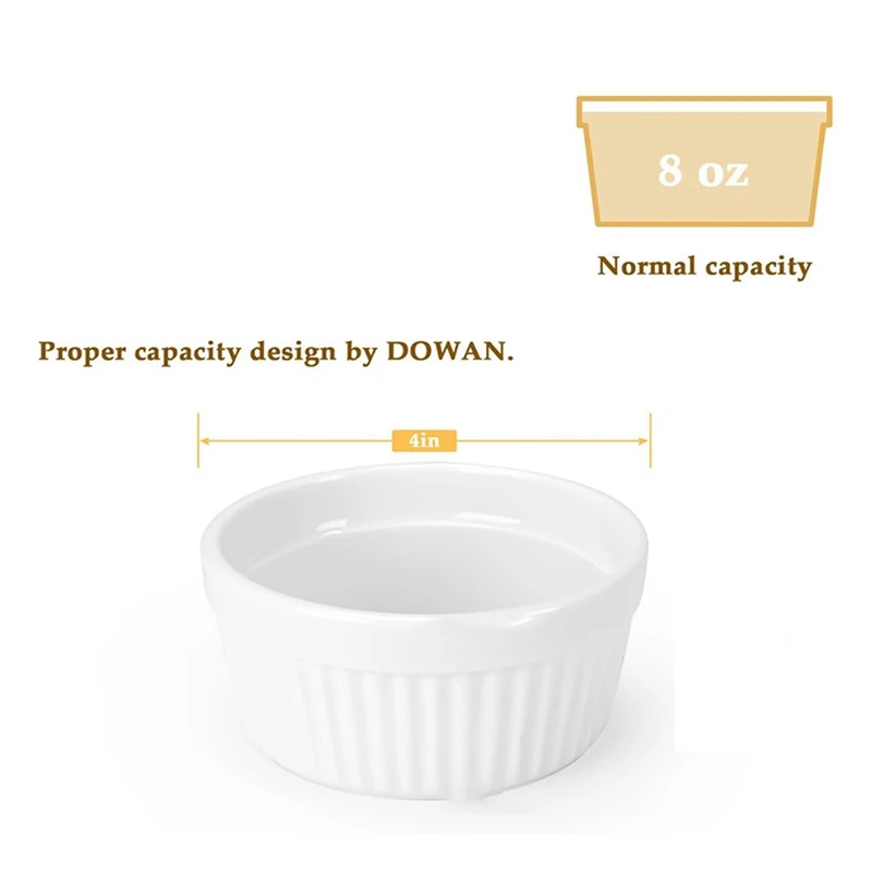 Ramekins with Lids 8 Oz Set of 6, White Porcelain Creme Brulee Souffle Ramekins with Covers, Ceramic Custard Cups-A78U
Ramekins with Lids 8 Oz Set of 6, White Porcelain Creme Brulee Souffle Ramekins with Covers, Ceramic Custard Cups-A78U