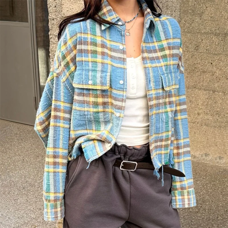 Женская рубашка 2026: Новинка лета, однобортная, с длинным рукавом, из чистого хлопка, свободного кроя, в клетку, с бахромой, тонкая блузка-пальто
Женская рубашка 2026: Новинка лета, однобортная, с длинным рукавом, из чистого хлопка, свободного кроя, в клетку, с бахромой, тонкая блузка-пальто