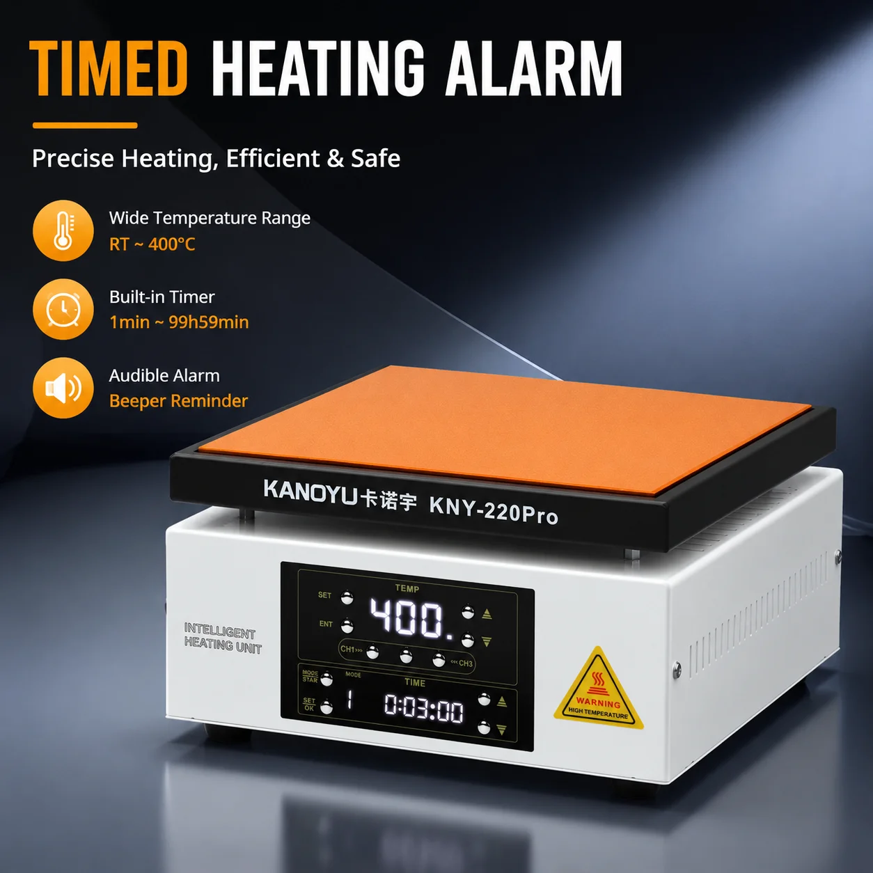 KNY-150PRO Intelligent constant-temperature PCB soldering timed preheating platform for heating table
KNY-150PRO Intelligent constant-temperature PCB soldering timed preheating platform for heating table