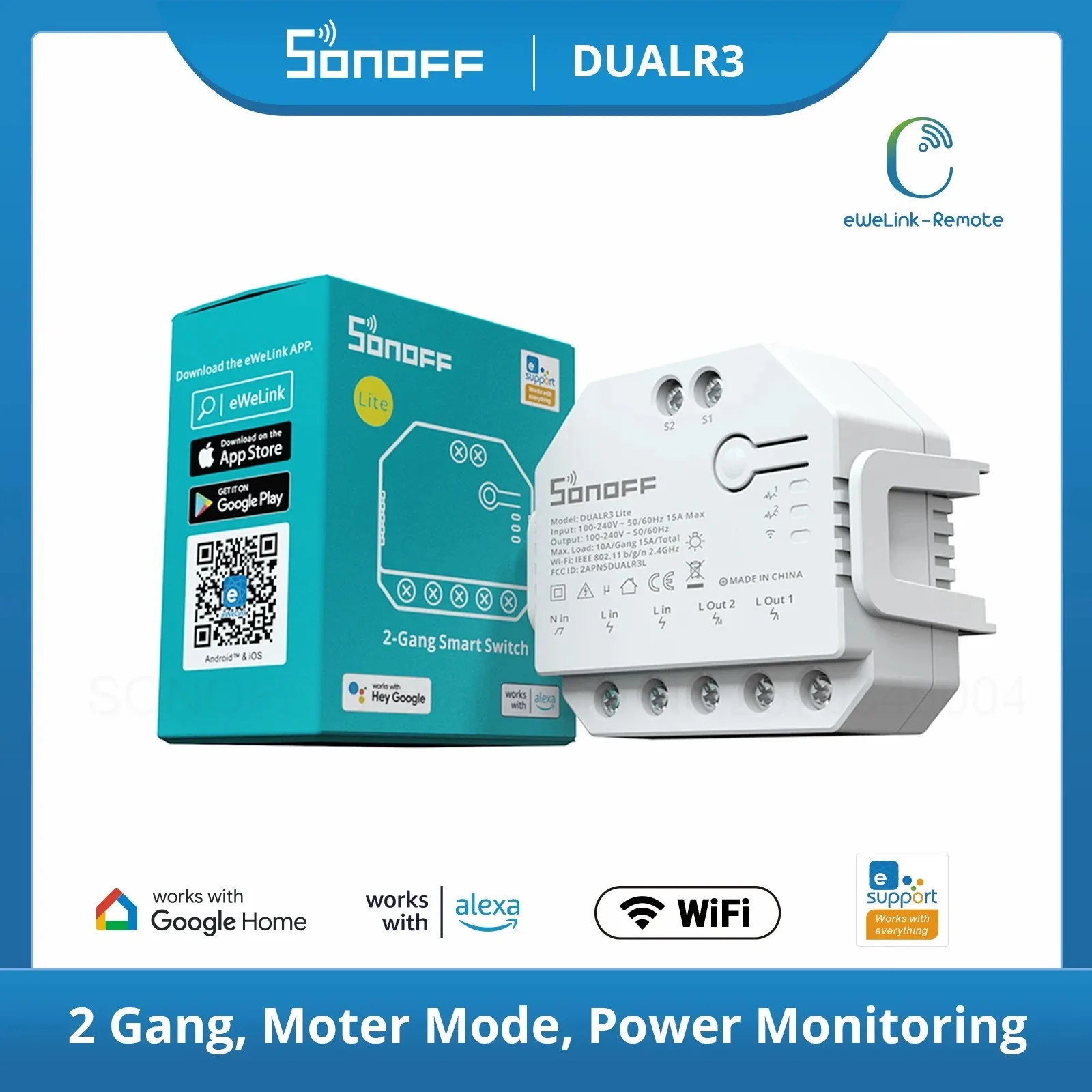 Sonoff Dual R3 Sonoff Dualr3 WiFi Curtain Switch 2-Gang Dual Relay Module Power Metering Control Via Alexa Google EWeLink
Sonoff Dual R3 Sonoff Dualr3 WiFi Curtain Switch 2-Gang Dual Relay Module Power Metering Control Via Alexa Google EWeLink