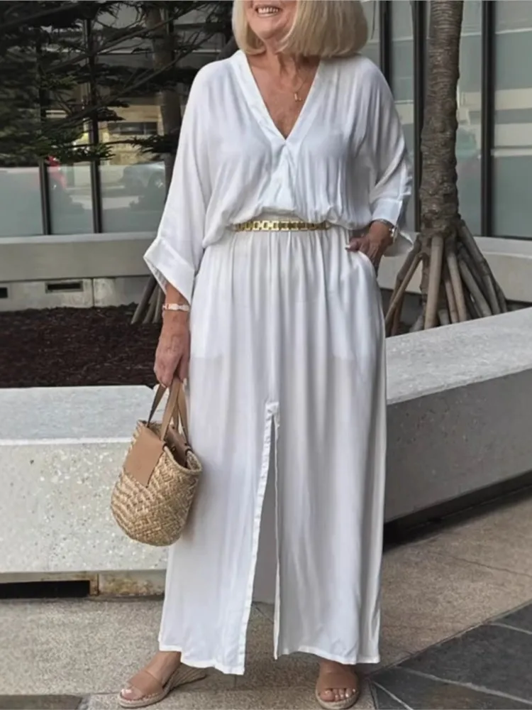 Women Fashion Loose Dress Casual V-Neck Long Sleeve Pullover Black And White Dresses Lady Elegant Office Womens Clothing Summer
Women Fashion Loose Dress Casual V-Neck Long Sleeve Pullover Black And White Dresses Lady Elegant Office Womens Clothing Summer