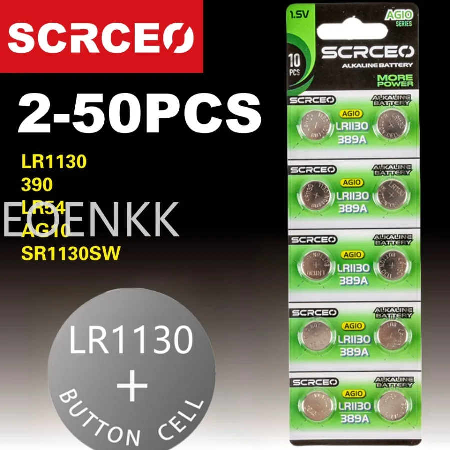 NEW 2-50PCS AG10 LR54 1.55V 78mAh Cell Coin SR54 389 G10189 LR1130 SR1130 V10GA Alkaline Button Batteries for Watch Toys Remote
NEW 2-50PCS AG10 LR54 1.55V 78mAh Cell Coin SR54 389 G10189 LR1130 SR1130 V10GA Alkaline Button Batteries for Watch Toys Remote