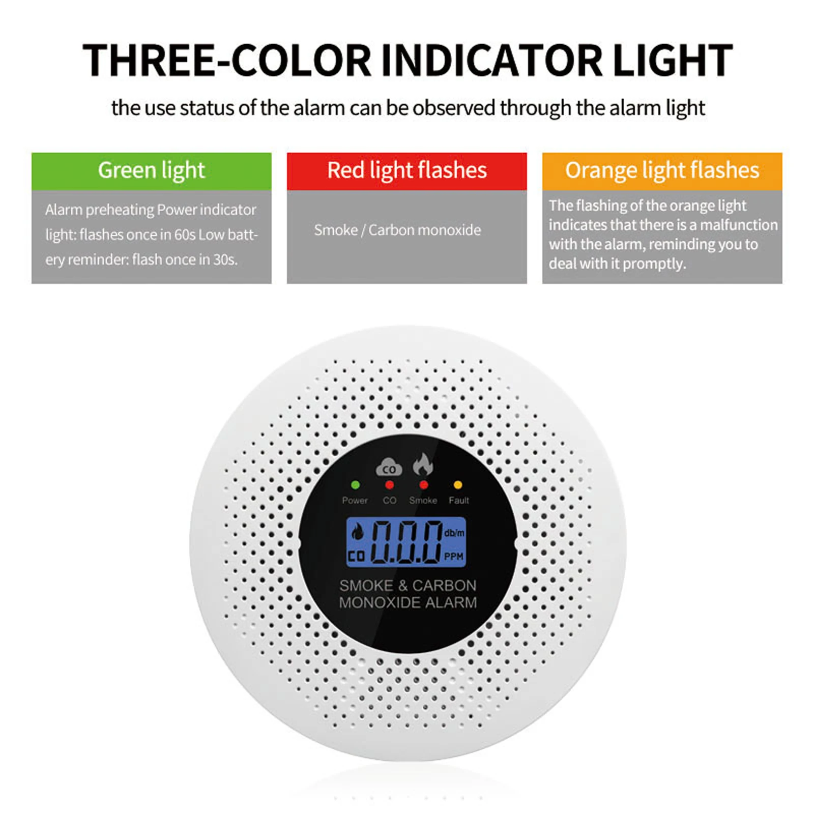 Детектор дыма и угарного газа с ЖК-дисплеем, сигнализация угарного газа, работающая от батареи, для дома, офиса, автофургона, отеля
Детектор дыма и угарного газа с ЖК-дисплеем, сигнализация угарного газа, работающая от батареи, для дома, офиса, автофургона, отеля