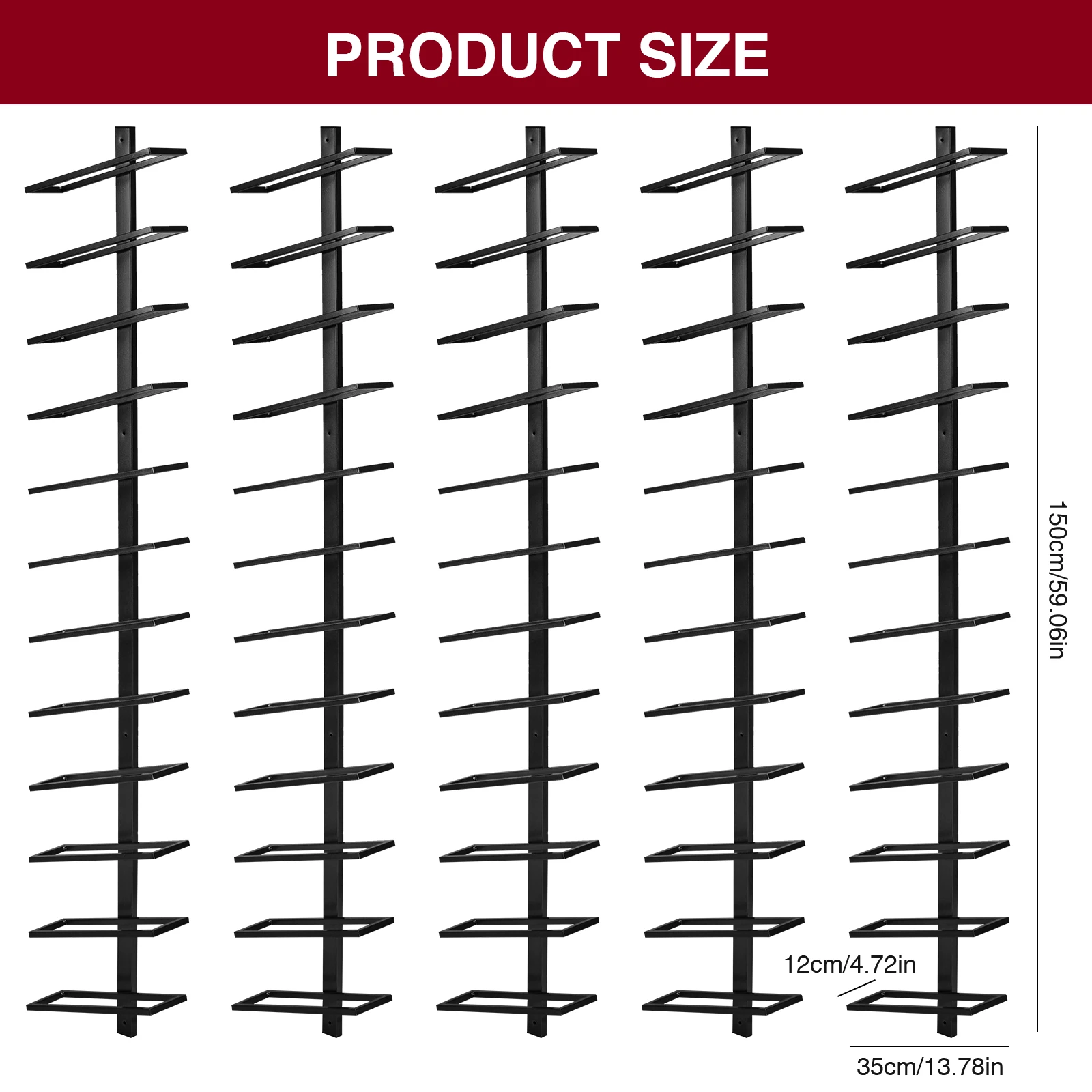 5 Pack Wine Bottle Display Holder Holds 60 Bottles Metal Wall Mount Wine Bottle Rack for Kitchen Pantry Dining Room Bar
5 Pack Wine Bottle Display Holder Holds 60 Bottles Metal Wall Mount Wine Bottle Rack for Kitchen Pantry Dining Room Bar