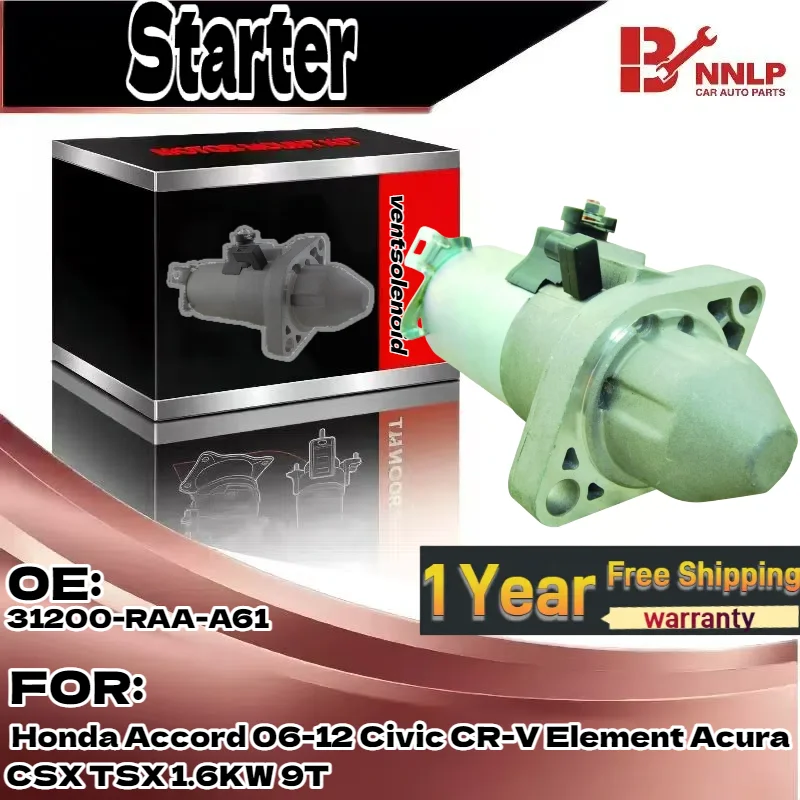 For Starter Motor for Honda Accord 06-12 Civic CR-V Element Acura CSX TSX 1.6KW 9T 31200-RAA-A61
For Starter Motor for Honda Accord 06-12 Civic CR-V Element Acura CSX TSX 1.6KW 9T 31200-RAA-A61