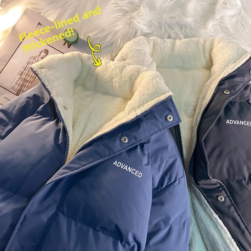 Men's Winter Thickened Fleece Lined Cotton Jacket Bread Style Coat Korean Fashion 2025 New Couple Warm Stand Collar Loose Fit
Men's Winter Thickened Fleece Lined Cotton Jacket Bread Style Coat Korean Fashion 2025 New Couple Warm Stand Collar Loose Fit