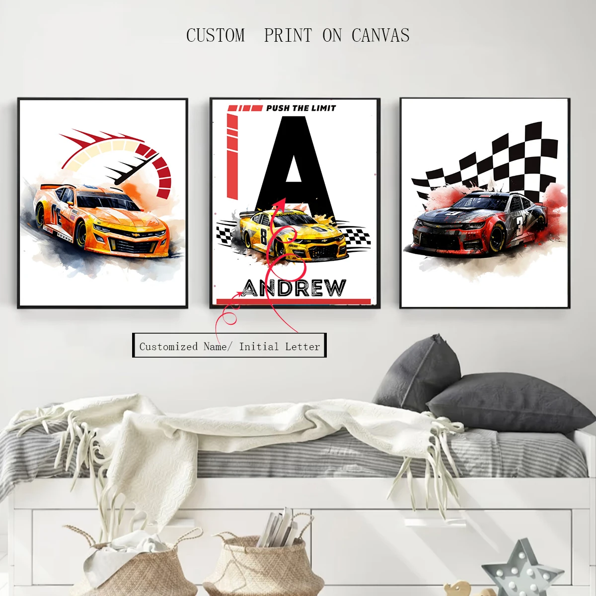 3pcs/ Set Personalized Racing Print Name Canvas Poster Wall Art, Cartoon Racing Home Decoration Custom Name Poster, Living Room
3pcs/ Set Personalized Racing Print Name Canvas Poster Wall Art, Cartoon Racing Home Decoration Custom Name Poster, Living Room