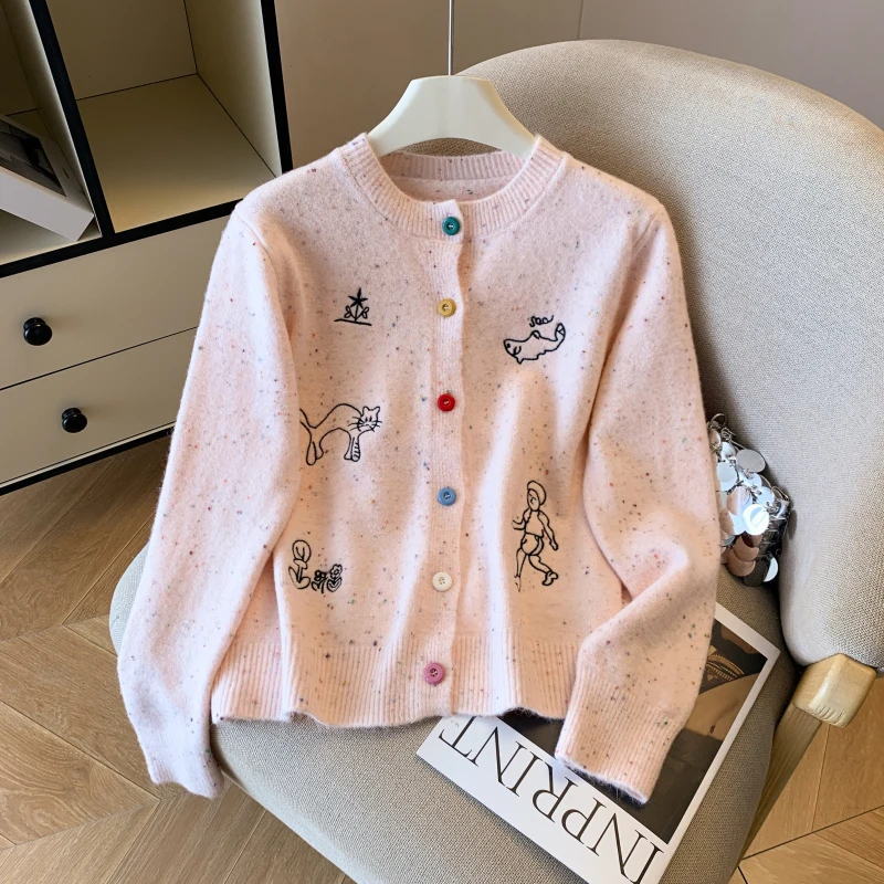 Korean Sle Sweet Button Embroidery Sweater Jaet Women's New 2025 Autumn Winter Lazy Versatile Top Women
Korean Sle Sweet Button Embroidery Sweater Jaet Women's New 2025 Autumn Winter Lazy Versatile Top Women