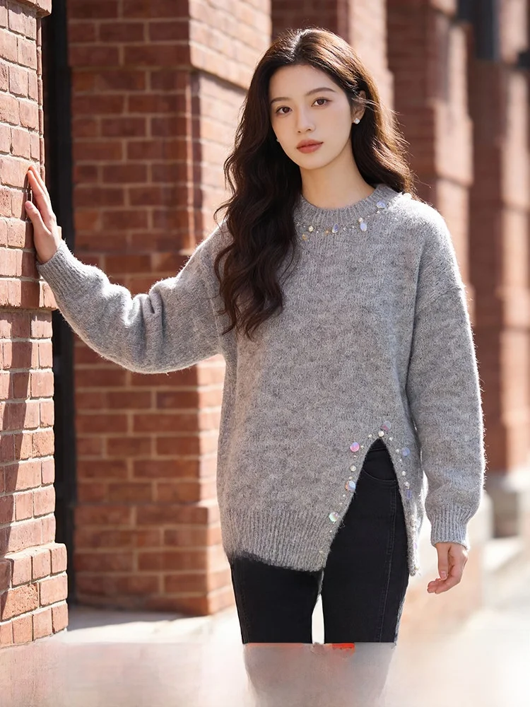Casual Style Knitted Sweater round Neck Pullover Slimming Effect Large Size Spring New Arrival Comfortable Lazy Style Top
Casual Style Knitted Sweater round Neck Pullover Slimming Effect Large Size Spring New Arrival Comfortable Lazy Style Top