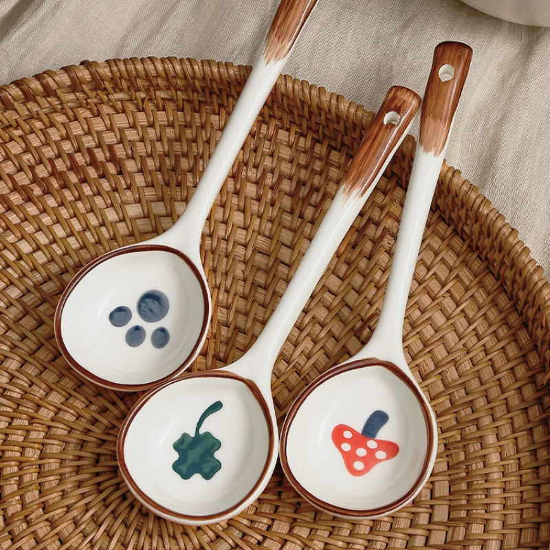 Ceramic spoons: small soup spoons for household use, long-handled round heads, spoons of porridge for soup
Ceramic spoons: small soup spoons for household use, long-handled round heads, spoons of porridge for soup