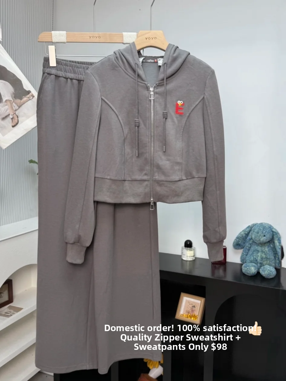 Spring Autumn Letter Embroidery Short Hoodie Sweatshirt Wide Leg Pants Two Piece Set Sportswear Women's Long Sleeve Zipper
Spring Autumn Letter Embroidery Short Hoodie Sweatshirt Wide Leg Pants Two Piece Set Sportswear Women's Long Sleeve Zipper