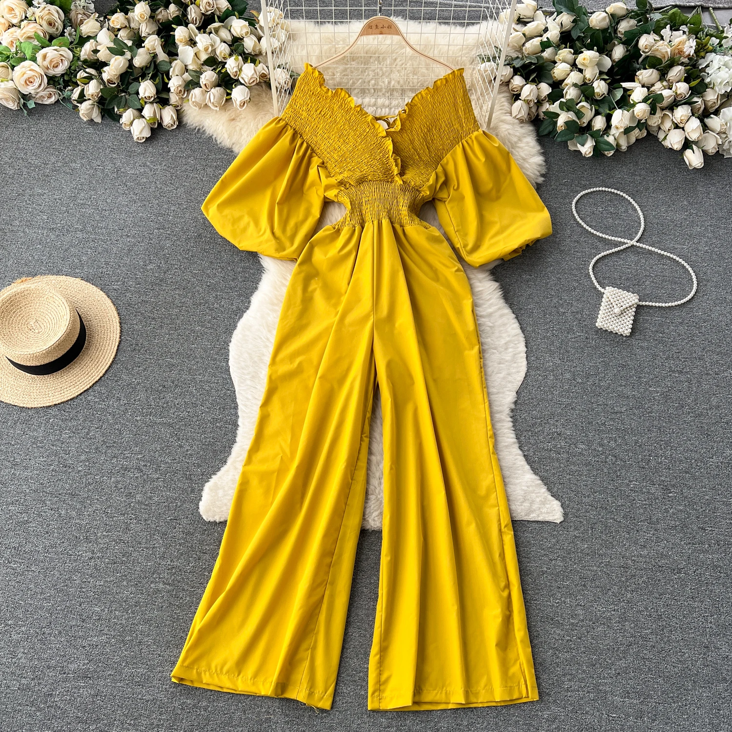 Summer Vaion Sle Wood ain Ruffle Pants Women's High Waist Bubble Sve V Ne Pleated Straight Leg Trousers
Summer Vaion Sle Wood ain Ruffle Pants Women's High Waist Bubble Sve V Ne Pleated Straight Leg Trousers