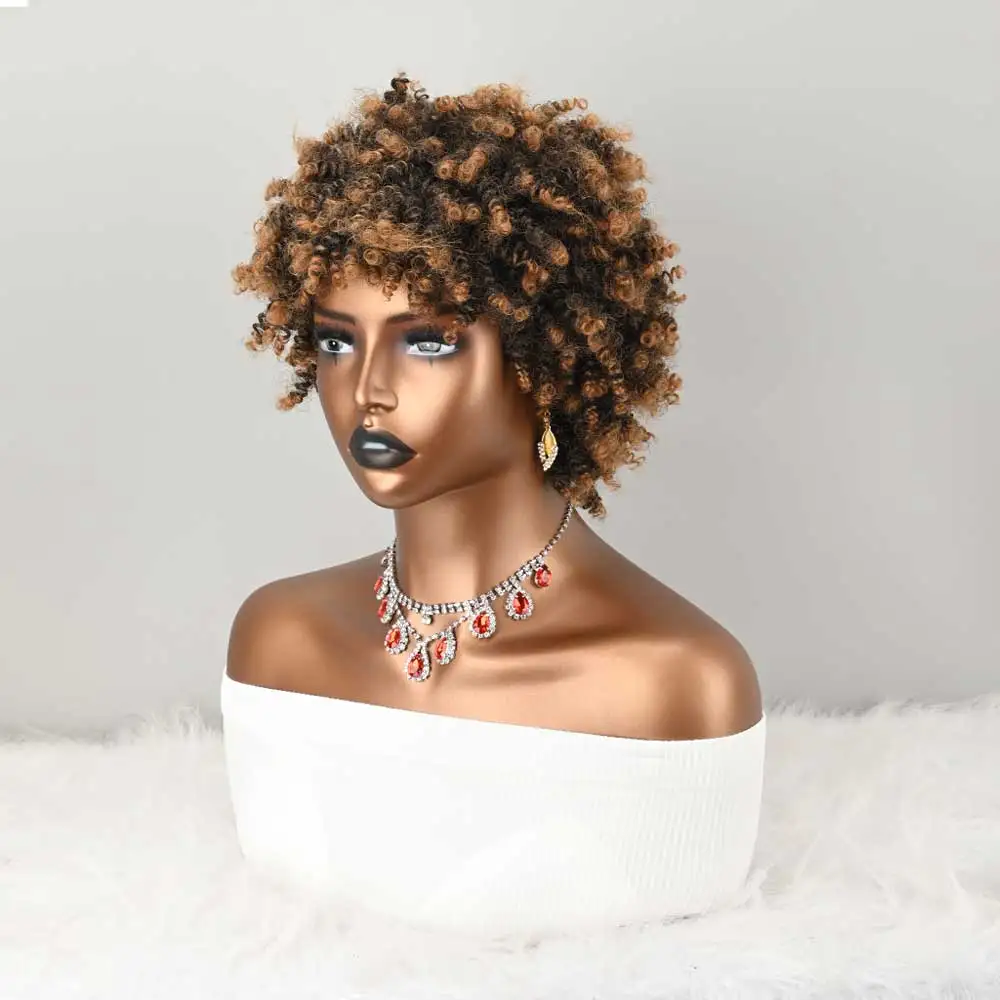 Ombre Brown Short Curly Synthetic African women wigs Afro Kinky Curly Wigs with Bangs Heat Resistant Fiber Wig for Daily Wear
Ombre Brown Short Curly Synthetic African women wigs Afro Kinky Curly Wigs with Bangs Heat Resistant Fiber Wig for Daily Wear