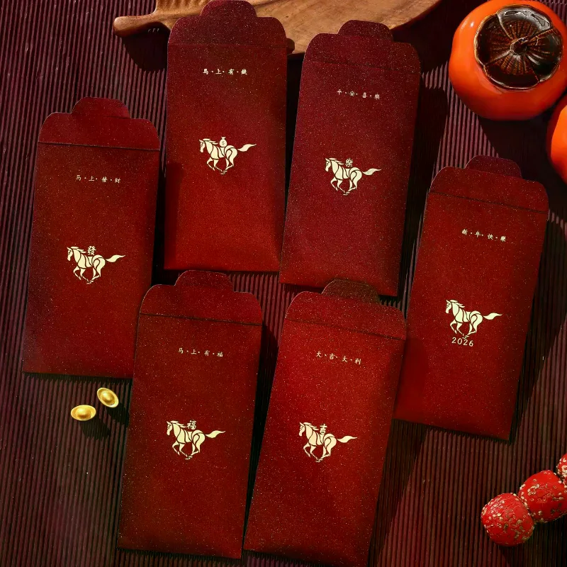 6 шт./упак. 2026 простой конверт с годом лошади, красный конверт, весенний фестиваль, красная сумка, традиционные счастливые карманы для денег, новогодние подарки
6 шт./упак. 2026 простой конверт с годом лошади, красный конверт, весенний фестиваль, красная сумка, традиционные счастливые карманы для денег, новогодние подарки