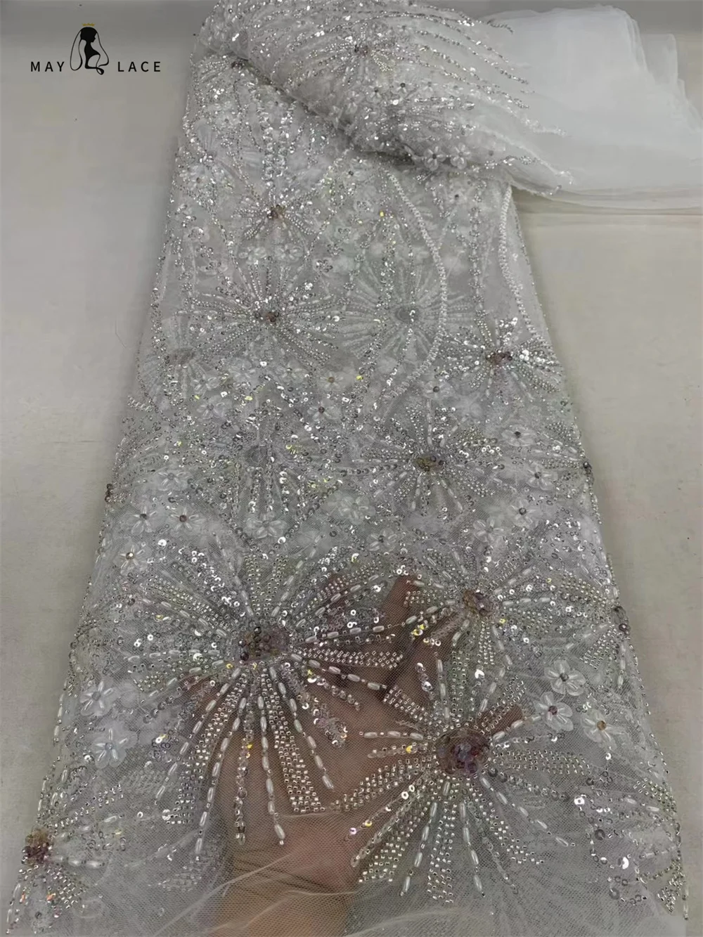 Sequined Lace Fabric for Wedding Party, Elegant White African French Tulle, Beaded Beads, Nigerian Embroidery, Christmas
Sequined Lace Fabric for Wedding Party, Elegant White African French Tulle, Beaded Beads, Nigerian Embroidery, Christmas