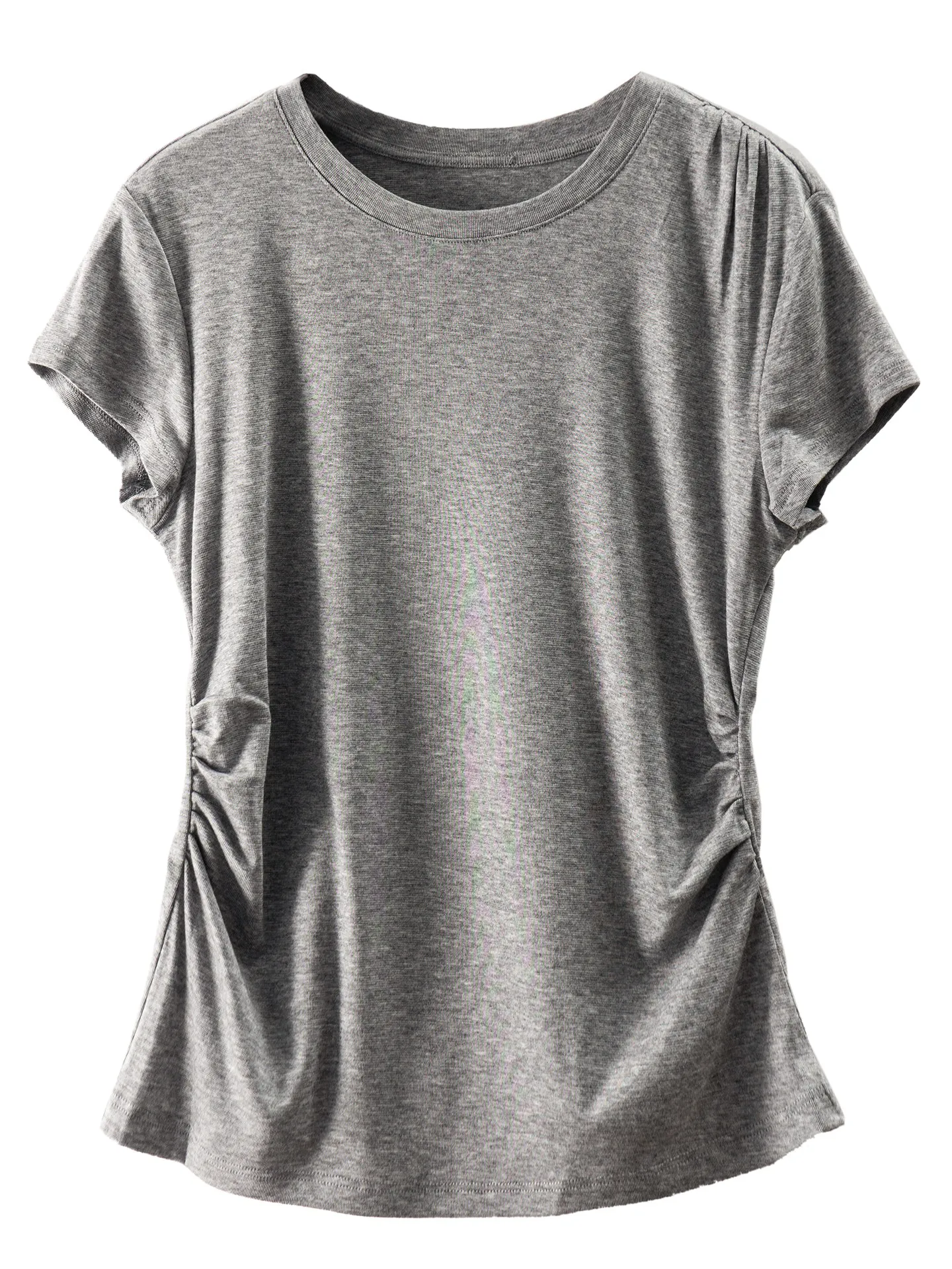Lyocell Wool Pinch Pleated Waist Knitted Short-sleeved Shirt Women's 23L8 Slim T-shirt Blusas Mujer De Moda 2026
Lyocell Wool Pinch Pleated Waist Knitted Short-sleeved Shirt Women's 23L8 Slim T-shirt Blusas Mujer De Moda 2026