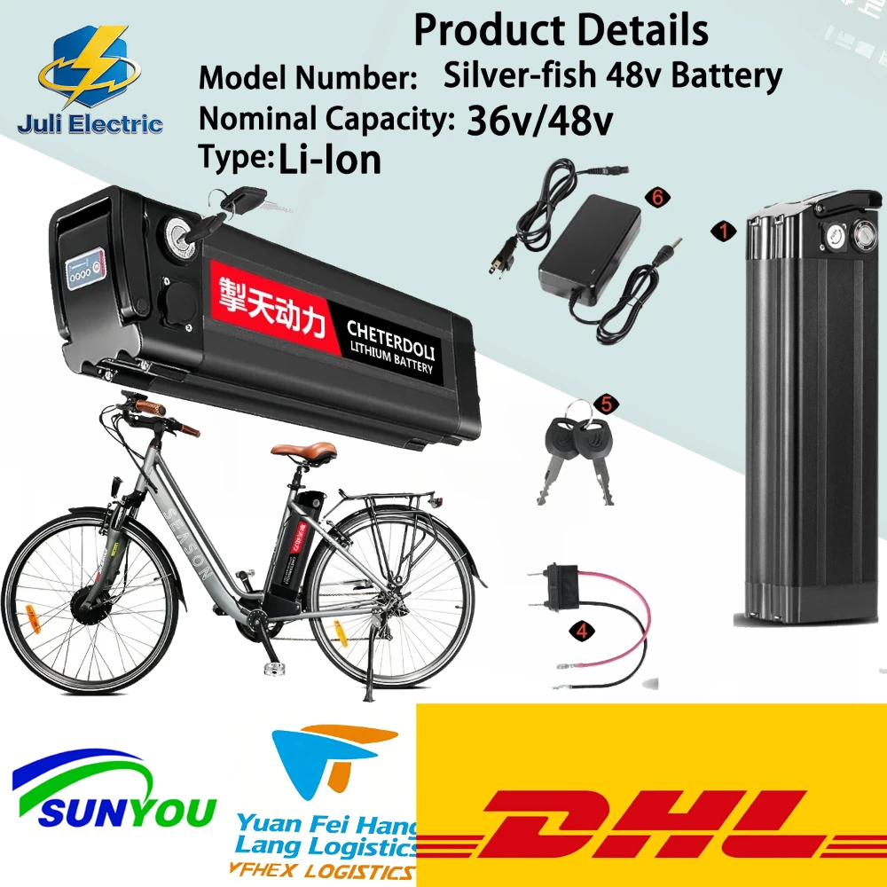 Silverfish Ebike Lithium Battery Aleaivy 36V 48V 10Ah-20Ah with Charger for 1000W Electric Bicycle Elektrikli Bisikletler
Silverfish Ebike Lithium Battery Aleaivy 36V 48V 10Ah-20Ah with Charger for 1000W Electric Bicycle Elektrikli Bisikletler