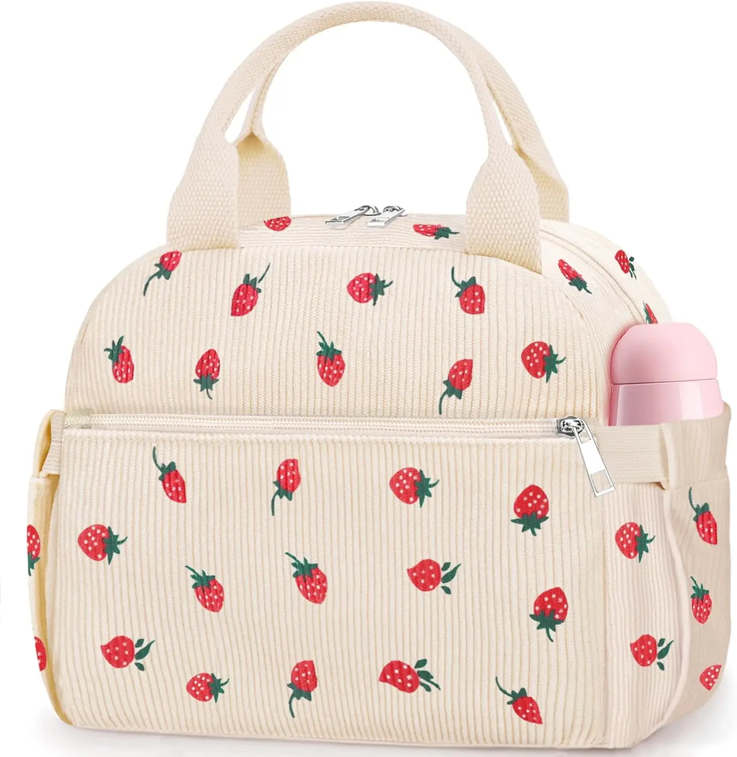 Strawberry Corduroy Insulated Lunch Bag for Women, Large Reusable Cooler Tote
Strawberry Corduroy Insulated Lunch Bag for Women, Large Reusable Cooler Tote