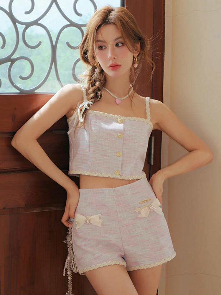 IcyNude Light Purple Wool Blend Strap Top Bottoms Set Women's Fashionable Summer New Arrival Two-Piece Suit Short Pants
IcyNude Light Purple Wool Blend Strap Top Bottoms Set Women's Fashionable Summer New Arrival Two-Piece Suit Short Pants
