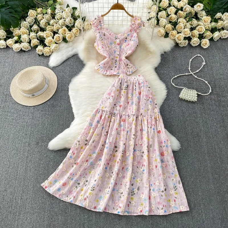 French Sweet Printed Summer Two-piece Suit Women's Casual Sets Embroidery Stretch Vest Tops A-line Maxi Skirts Slim 2-piece Sets
French Sweet Printed Summer Two-piece Suit Women's Casual Sets Embroidery Stretch Vest Tops A-line Maxi Skirts Slim 2-piece Sets