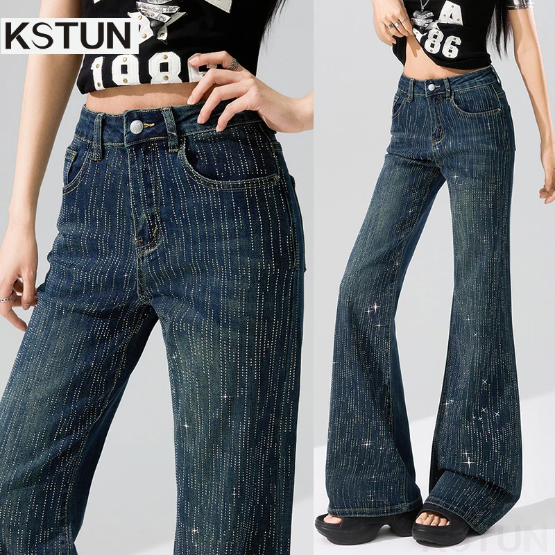 KSTUN 2026 Women's Bell-bottom Jeans Stretch High Waisted Flare Pants Vintage Studded Rhinestones Glittering Graceful Mom Jeans
KSTUN 2026 Women's Bell-bottom Jeans Stretch High Waisted Flare Pants Vintage Studded Rhinestones Glittering Graceful Mom Jeans