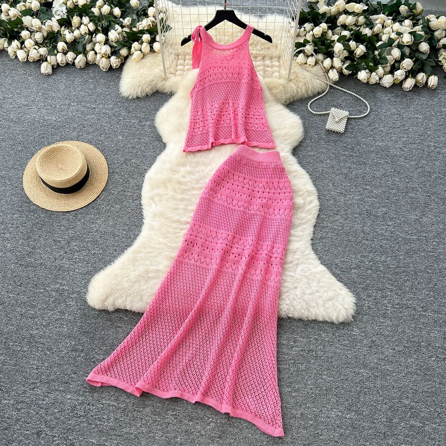 Two Piece Sets Women Skirt Set Knitted Matching Sets Sleeveless Tops Long Skirts Dress Sets High Waist Y2k Streetwear Elegant
Two Piece Sets Women Skirt Set Knitted Matching Sets Sleeveless Tops Long Skirts Dress Sets High Waist Y2k Streetwear Elegant