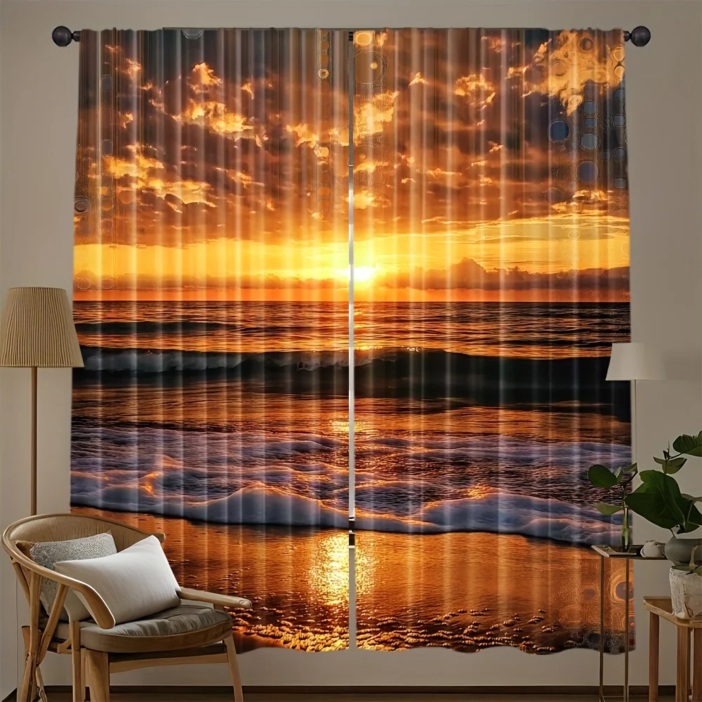 2pcs Sunset Beach Curtains Ocean View Print Polyester Window Drapes for Living Room Bedroom Romantic Home Decor
2pcs Sunset Beach Curtains Ocean View Print Polyester Window Drapes for Living Room Bedroom Romantic Home Decor