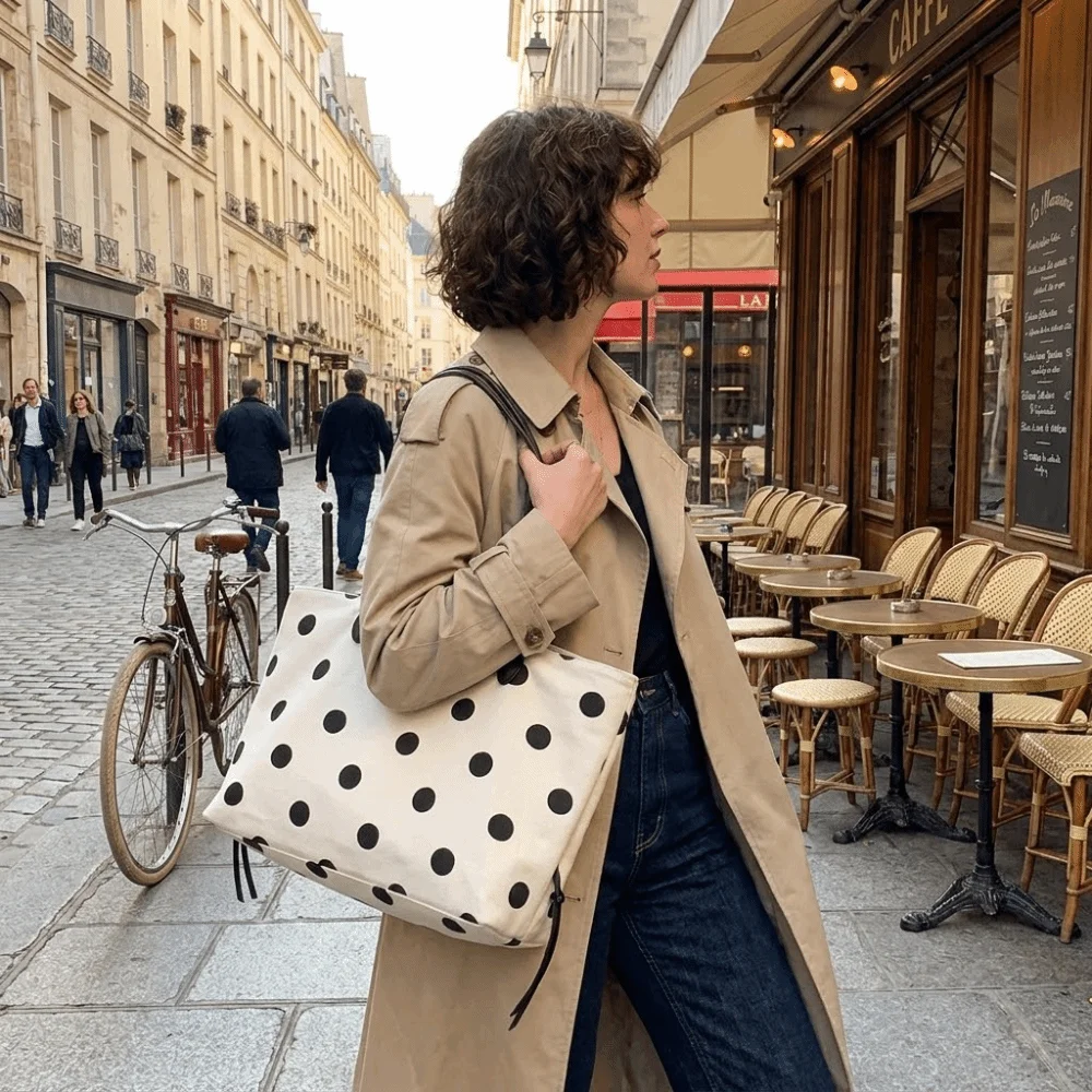 Solid Black Polka Dot Shoulder Bag Multi-compartment Double Zipper Nylon Tote Bag Foldable Durable Large Capacity Handbag Work
Solid Black Polka Dot Shoulder Bag Multi-compartment Double Zipper Nylon Tote Bag Foldable Durable Large Capacity Handbag Work