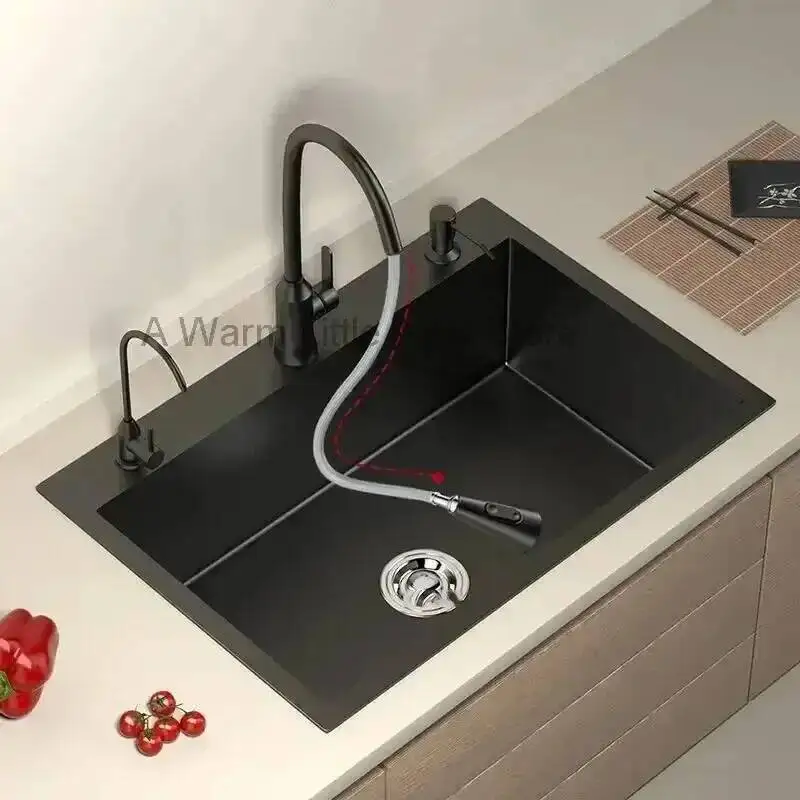 Black Sinks Nano Kitchen Stainless Large Steel Single Tank Countertop Basin Home Kitchen Vegetable Sink 304 Thickened Wash Basin
Black Sinks Nano Kitchen Stainless Large Steel Single Tank Countertop Basin Home Kitchen Vegetable Sink 304 Thickened Wash Basin