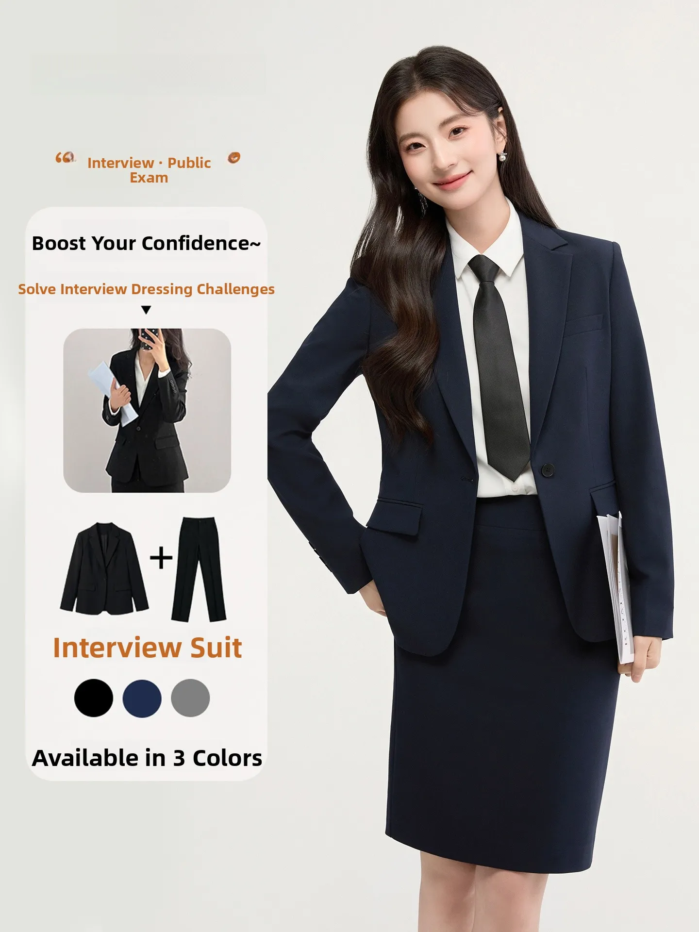 Slim Fit Blue Suit Top And Skirt Set for Women Busin Formal Wear Interview Outfit Anti-Wrinkle Polyester Fiber Long Sve
Slim Fit Blue Suit Top And Skirt Set for Women Busin Formal Wear Interview Outfit Anti-Wrinkle Polyester Fiber Long Sve