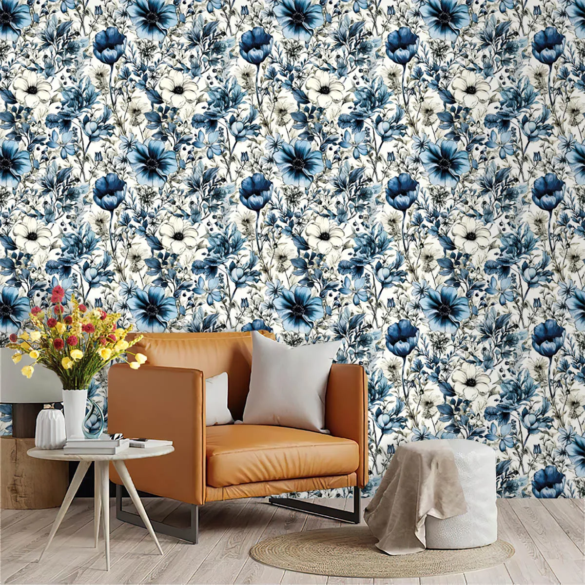 Floral Peel and Stick Wallpaper Vintage Blue Flower Contact Paper Self Adhesive Wall Paper for Bathroom Waterproof Vinyl
Floral Peel and Stick Wallpaper Vintage Blue Flower Contact Paper Self Adhesive Wall Paper for Bathroom Waterproof Vinyl